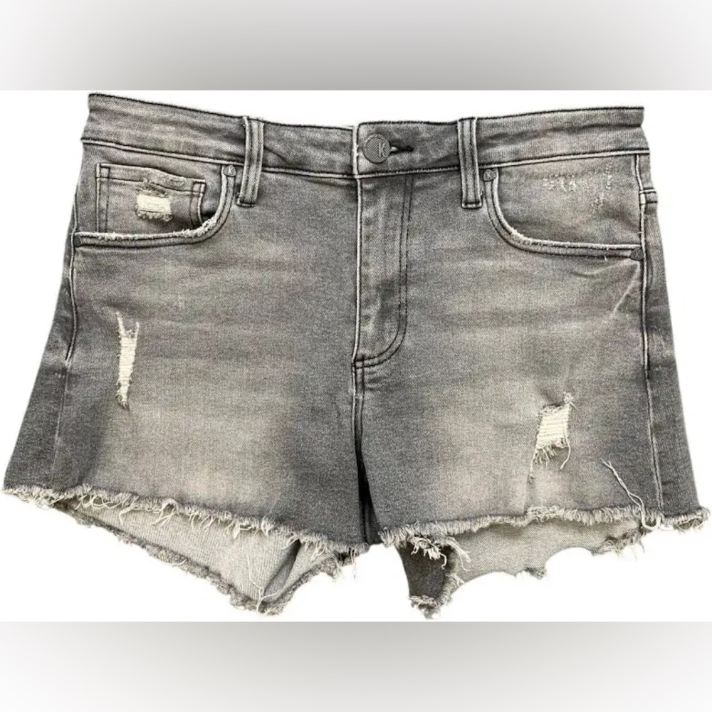 NWT Kut From The Kloth Jane High Rise Denim Shorts Distressed Gray Size 12